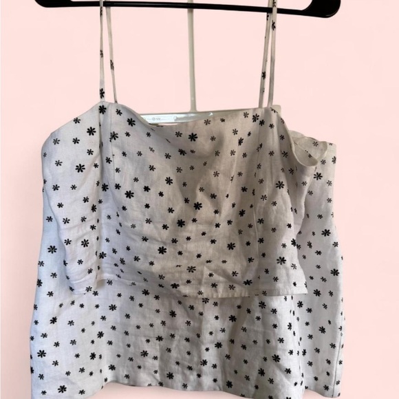 bec + bridge Black and White linen cropped  Camisole and skirt set size 8 - Picture 2 of 8